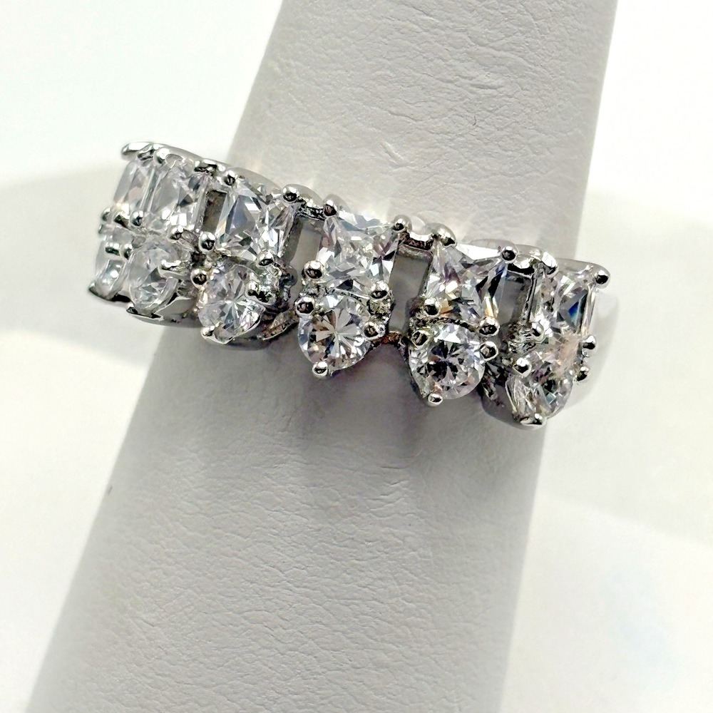 Rhodium Plated Cocktail Ring Size 8 Band Party NWOT Camille Lucie